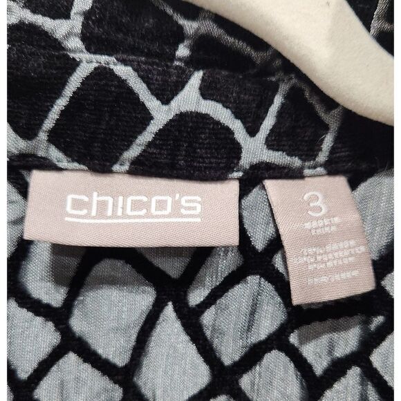 Chico's Black & Silver Burnout Velvet Giraffe Print Button Front Jacket, 3 (XL) - Picture 7 of 7